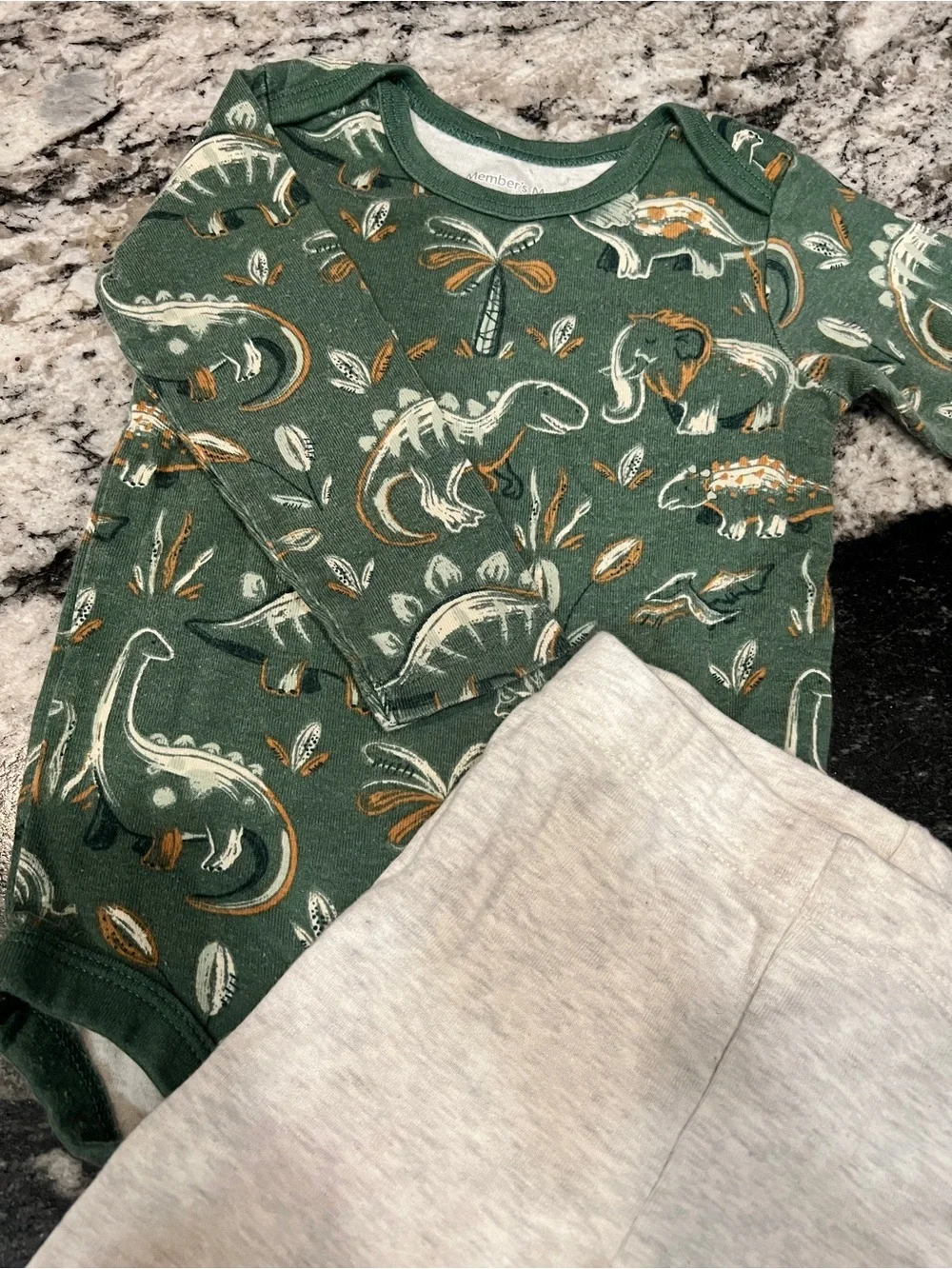Member’s Mark Dinosaur Bodysuit & Carter’s Leggings 12M Outfit Bundle